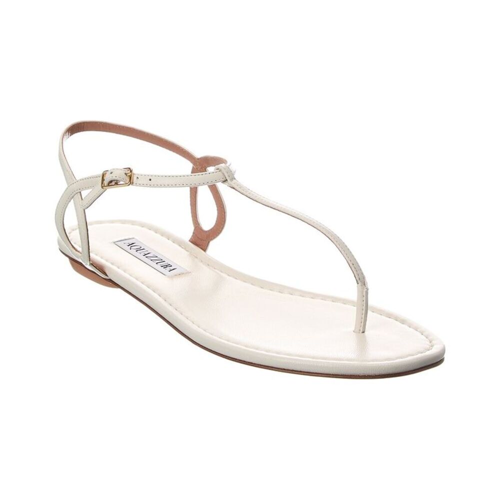 Aquazzura Almost Bare Leather Sandal, White